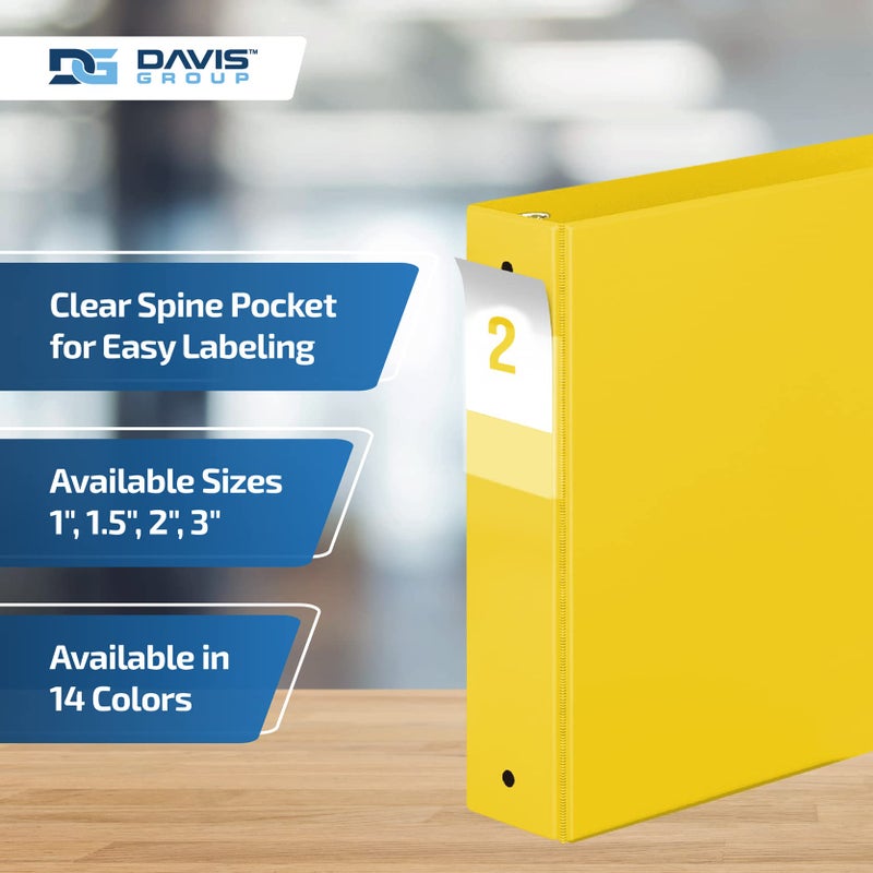 Davis Group Premium Economy 6-Pack 3-Ring Binders for School or Office, Round-Ring Binders, 2 Inch, Yellow - Image 4